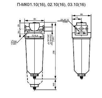Размеры П-МК01.10(16), 02.10(16), 03.10(16)